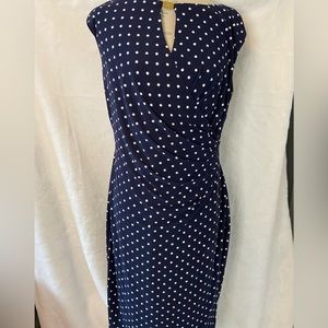 Ralph Lauren size 14 navy blue with white polka dots dress